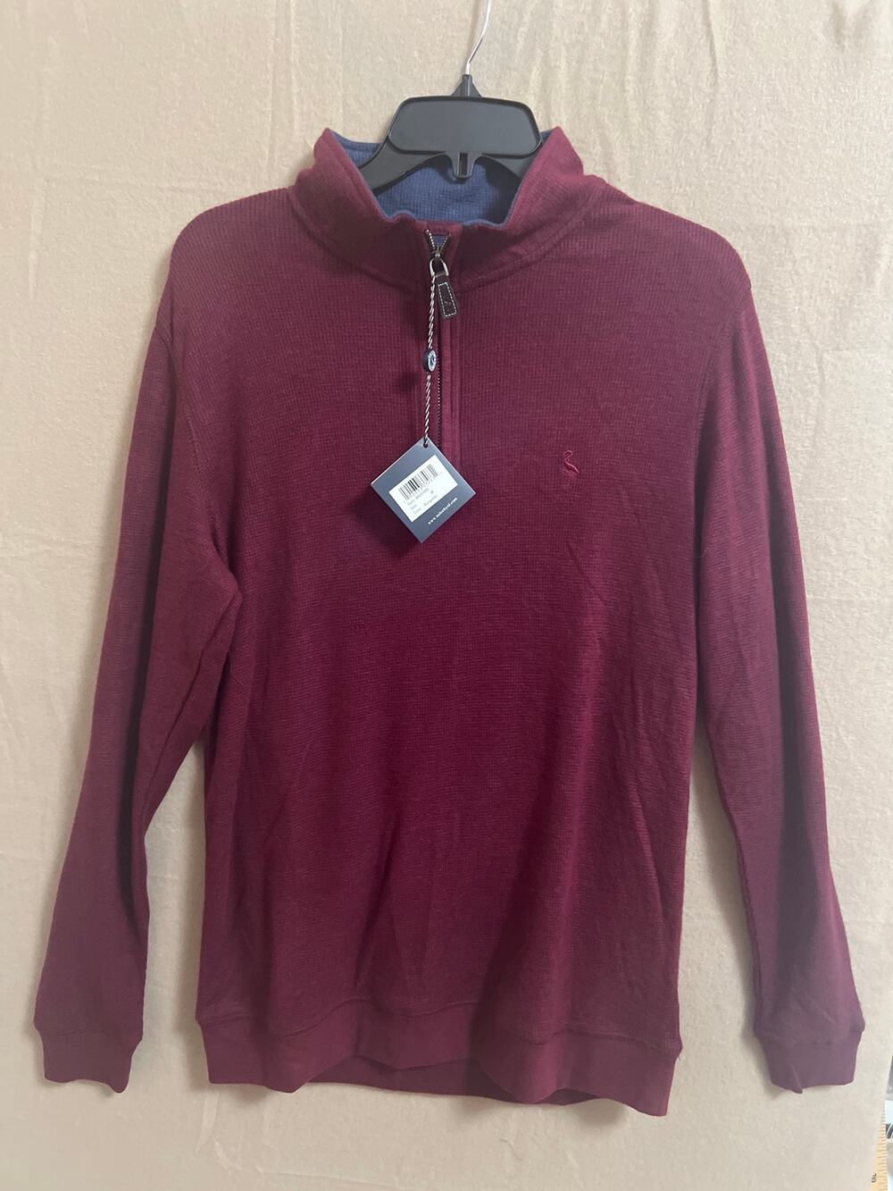 TAILORBYRD Collection Mens Quarter Zip Pullover Sweater M Maroon Burgundy NWT
